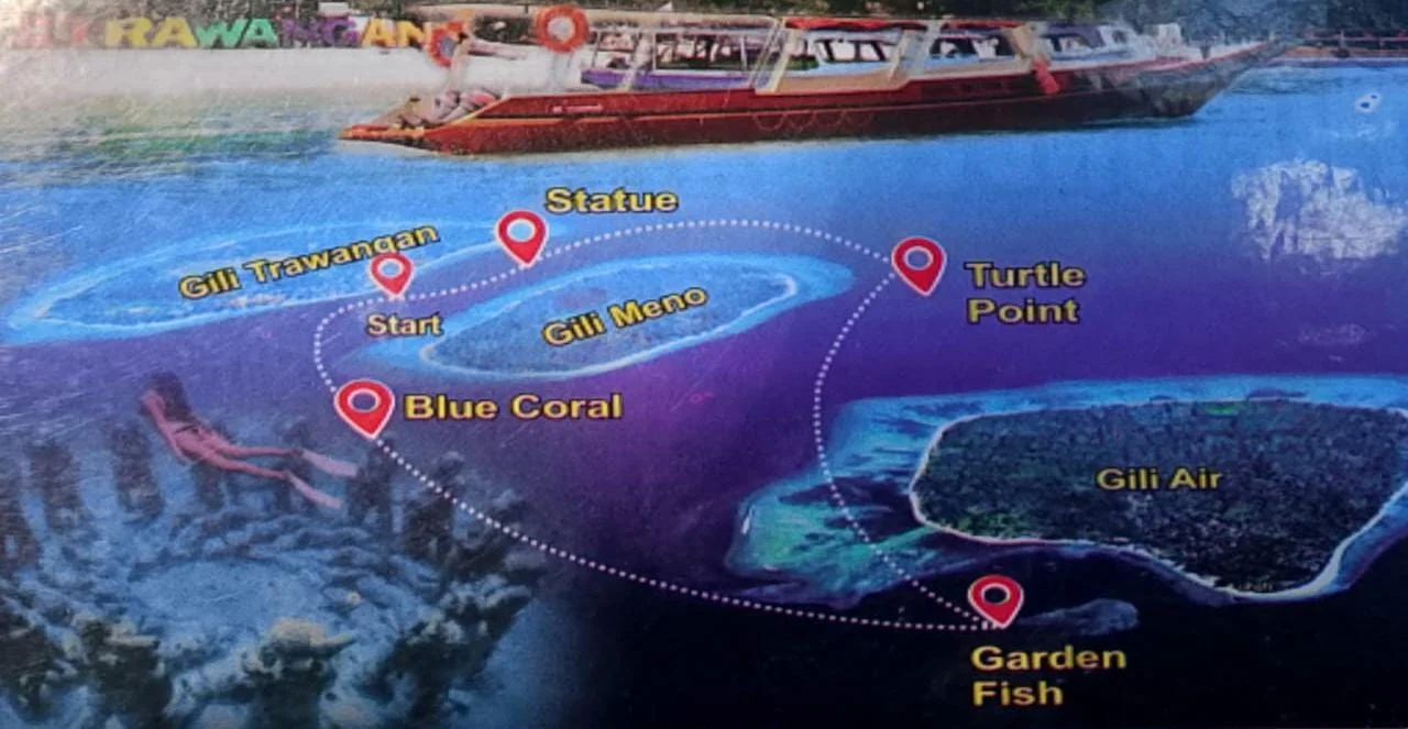 Ferry Route Map Bali to Gili Islands